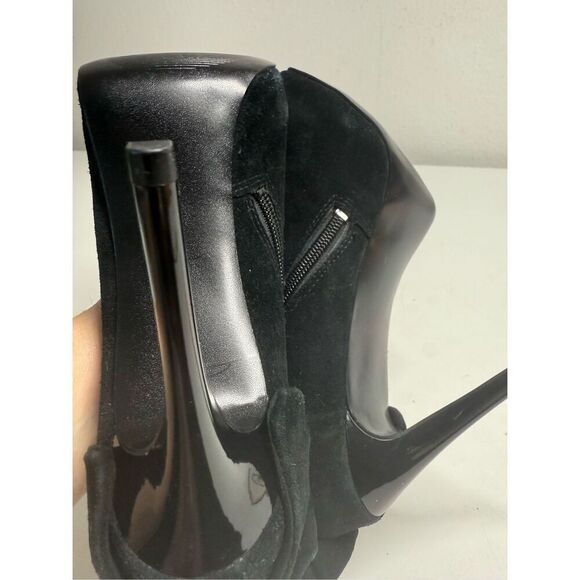 Carlos Santana Crown Fashion Ankle Boots Suede Zip Heel Bow Black Size 8M - Picture 11 of 16